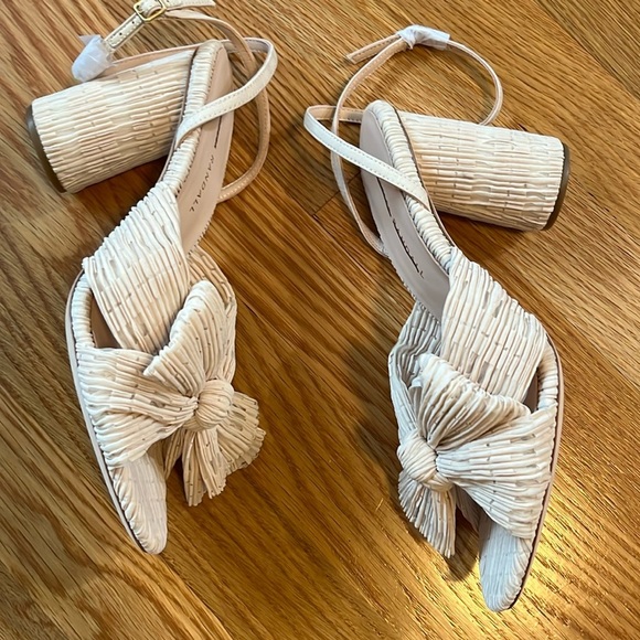 Loeffler Randall Camellia Pleated Knot Heeled Sandal Heel 8.5 NEW - Picture 2 of 12